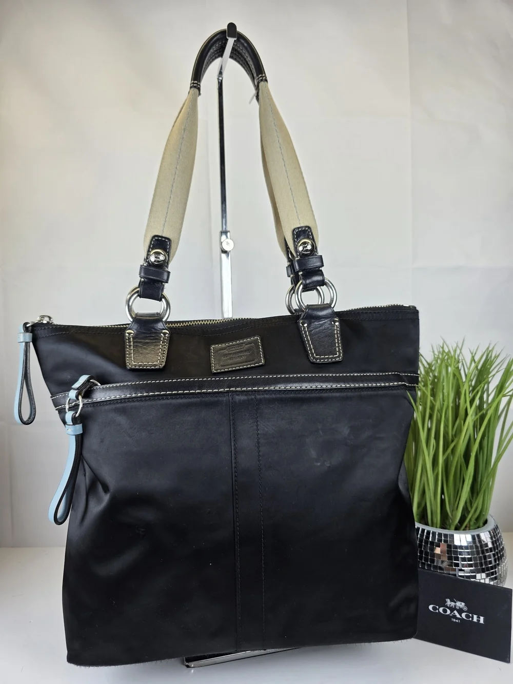 Coach Hampton Black Nylon Shoulder Tote Bag